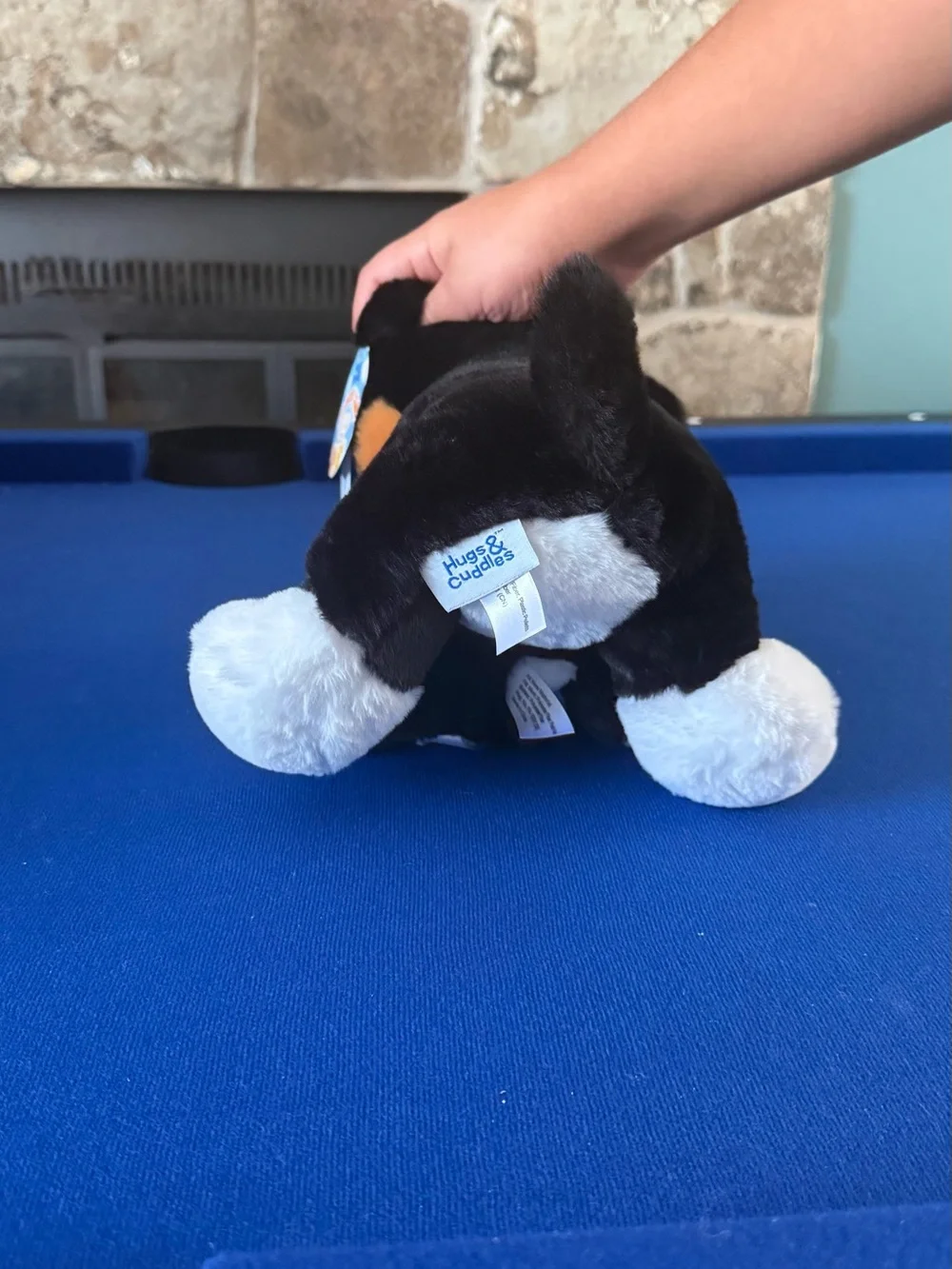 Black & White Plush Dog with Puppy